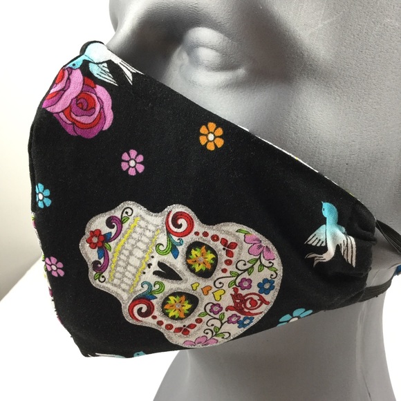Hand Crafted Accessories - Handcrafted Mask, Black Sugar Skull Glitter Design